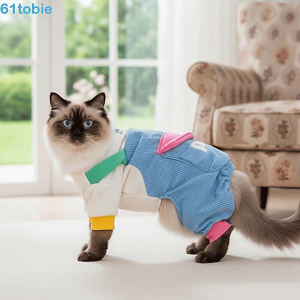Roupas Para Arnês Cães TOBIE , Macacão Confortável De Quatro Pernas , Macio E Quente | Moletom Colorido Cachorrinho