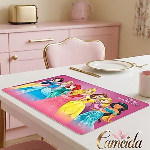 Kit com 2 Lugares Americano Princesas Retangular-  Jogo Americano  PVC Impermeável