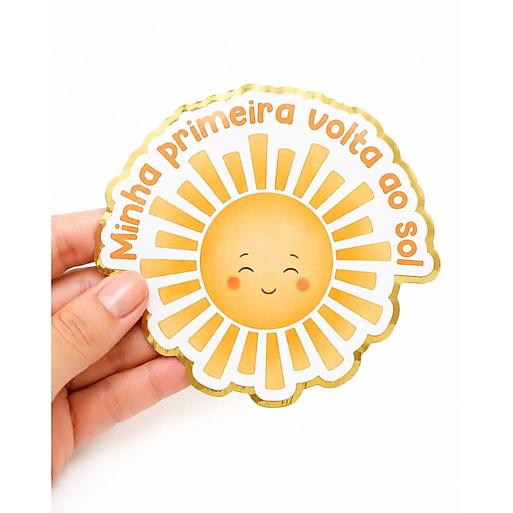 Aplique para Tubete e Caixinhas Tema 1ª Volta ao sol 5cm – Papel Fosco + Lamicote | Pronta Entrega