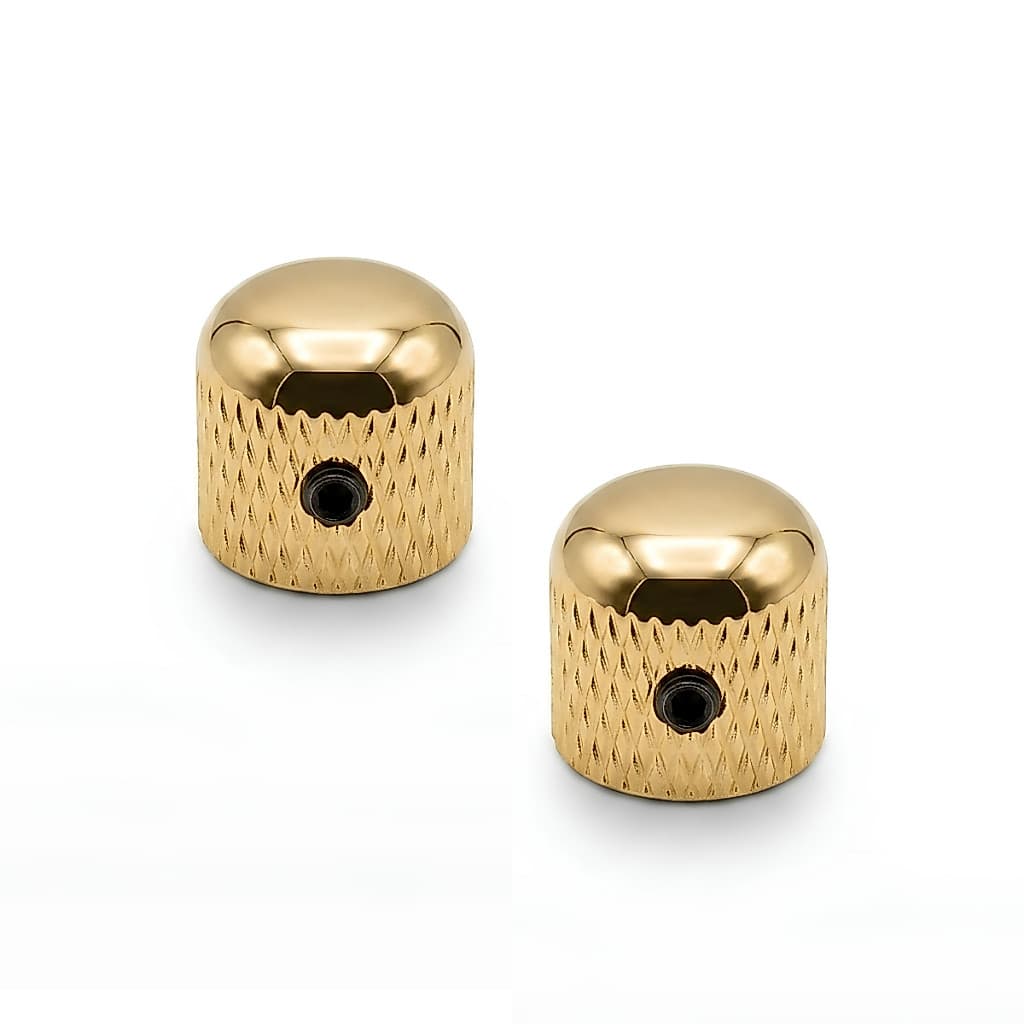 Pacote Com 02 Knob De Metal Com Trava Dourado Para Guitarra e Contra Baixo