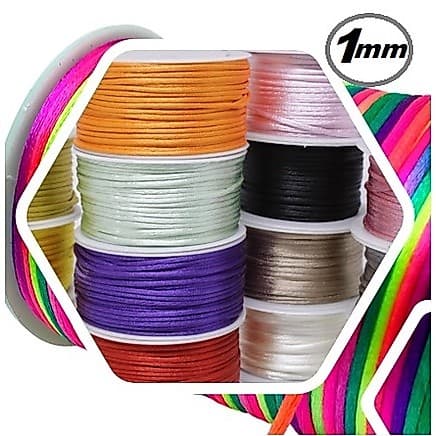 1 METRO Fio de Seda Cordão de Cetim 1mm - Várias Cores
