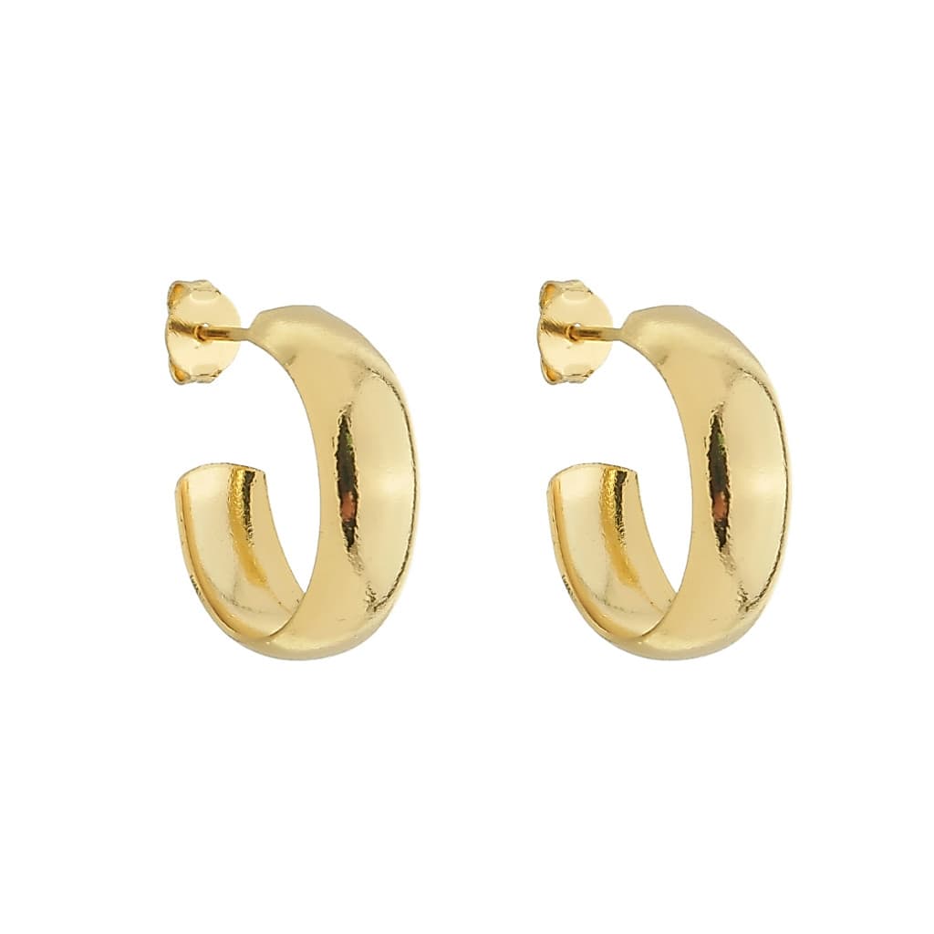 Brinco de Argola Antialérgico Lisa Folheada a Ouro 18K  Moda Feminino Dourado Semijóias Femininos