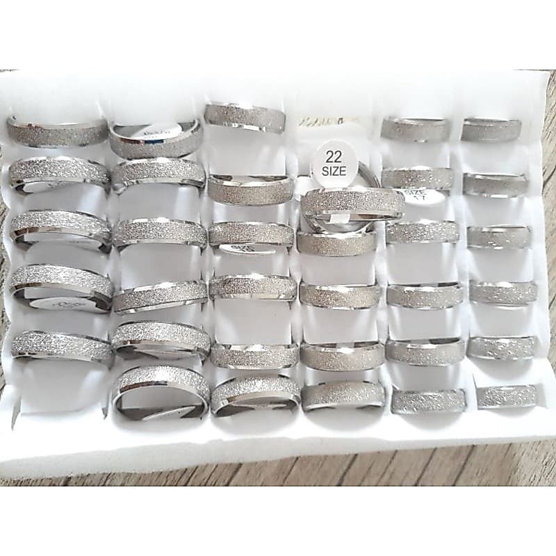 Caixa Com 36 Alianças 6mm Trabalhadas Chanfradas Aço Inoxidável 316L