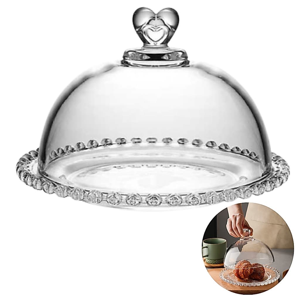 Queijeira de Vidro Lyor Com Tampa Coração Cristal 19,5x13cm