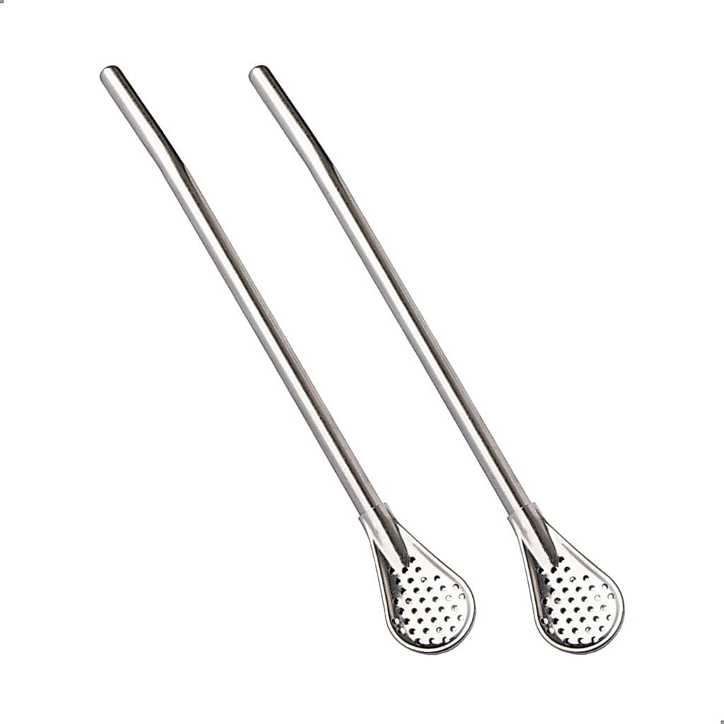 Kit 2 Colher Canudo Inox Para Bomba De Chimarrão Tererê Bebidas Quentes 18cm