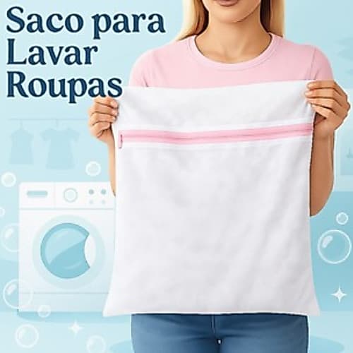 Saco de Lavagem em Poliéster para Roupas Delicadas e Íntimas – Zíper Reforçado Multiuso