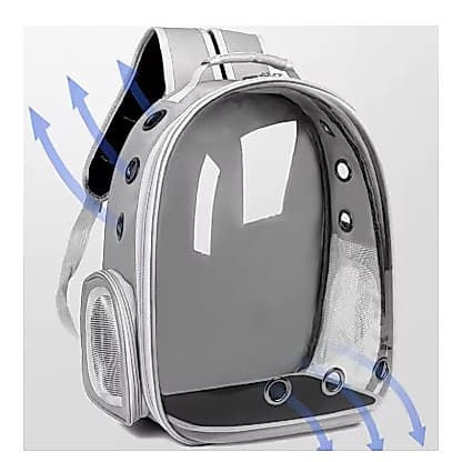 Mochila de transporte respirável e com visão transparente para cachorro ou gato CINZA