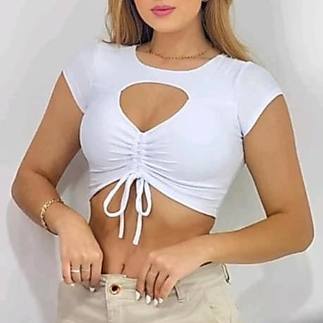 Cropped feminino tecido canelado tok de algodão premium tendência verão