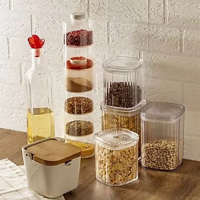 Conjunto 6 Porta Temperos Empilháveis de Plástico com Tampa My Box Branco - Lyor