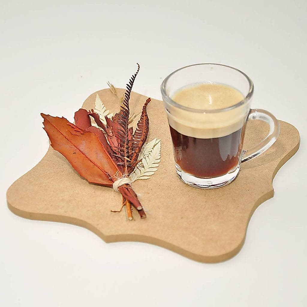 Kit 6 Jogo de Pires Em Madeira Café Mesa Posta Xícaras Buquê de FLores