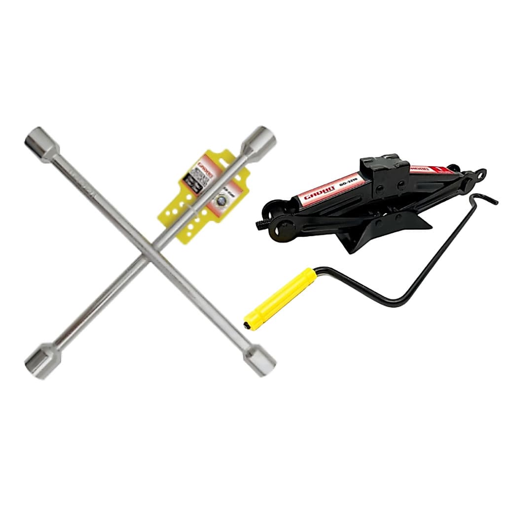 Macaco Jacaré Sanfona Para Carros Passeio Automóveis 1T 1000 Kg Universal +CHAVE DE RODA P/Aro 13 14 15 16 17