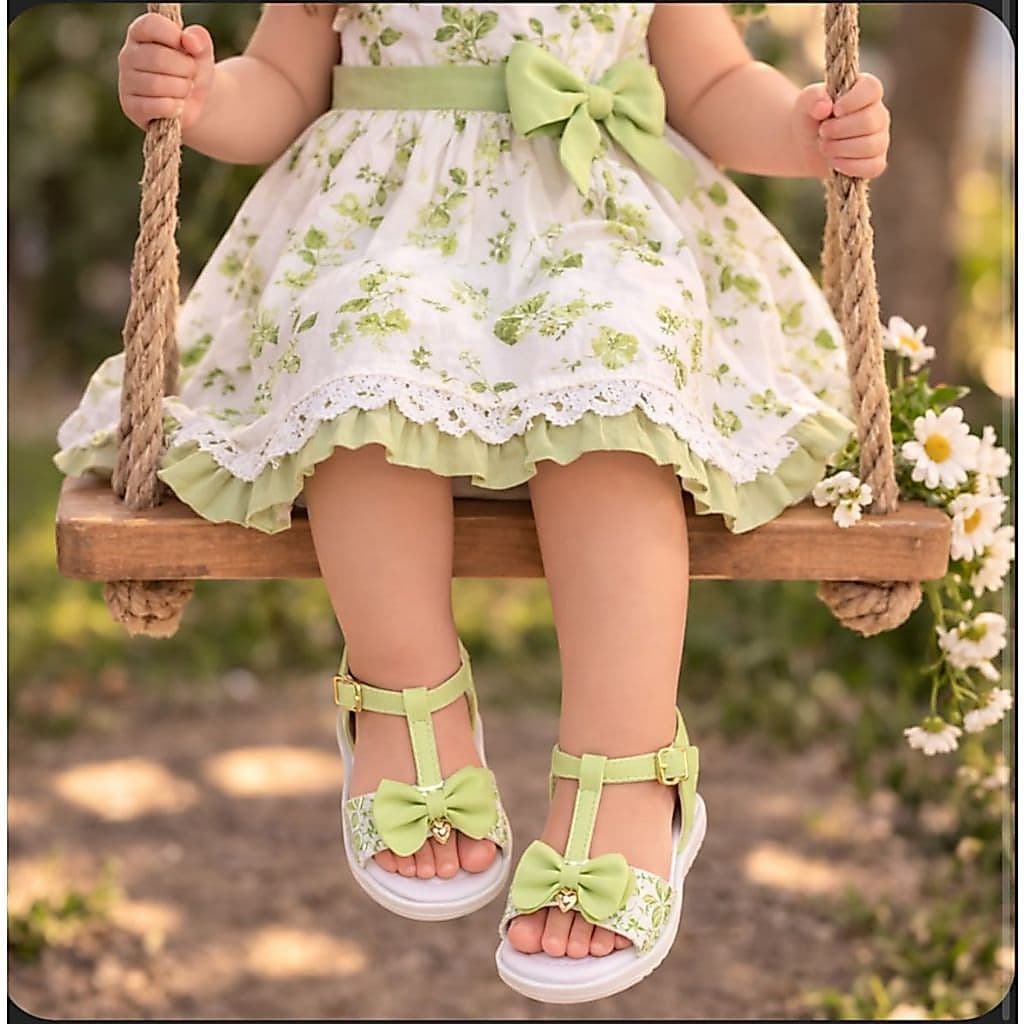 Sandália Infantil Estampada Laço