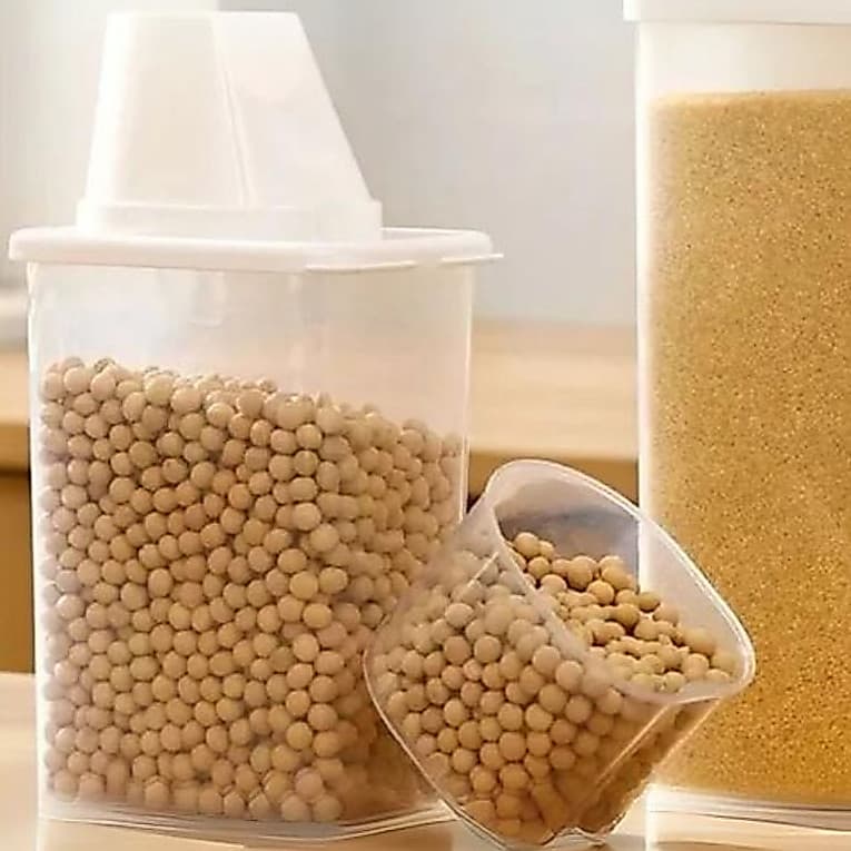 KIT 2 Potes Herméticos Dois Tamanhos 870ML Com Medidor Armazenamento De Alimentos