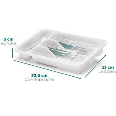 OFERTA Porta Talher Gaveta Paris Com Tampa 4 Compartimento - Branco DIM.:21 x 32,5 x 5 cm Nitron
