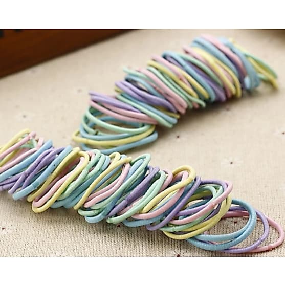 60Pçs Elástico de Cabelo em Náilon de Cor Doce para Meninas / Elástico de Cabelo Seguro e Básico Infantil/Feminino
