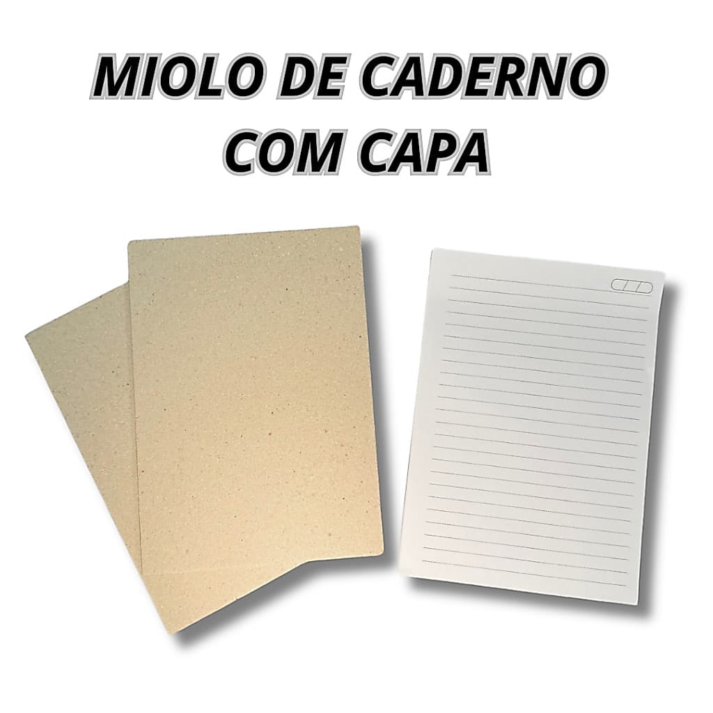 2 Miolos Pautados de Caderno A5 + Capa Dura / 96 Folhas