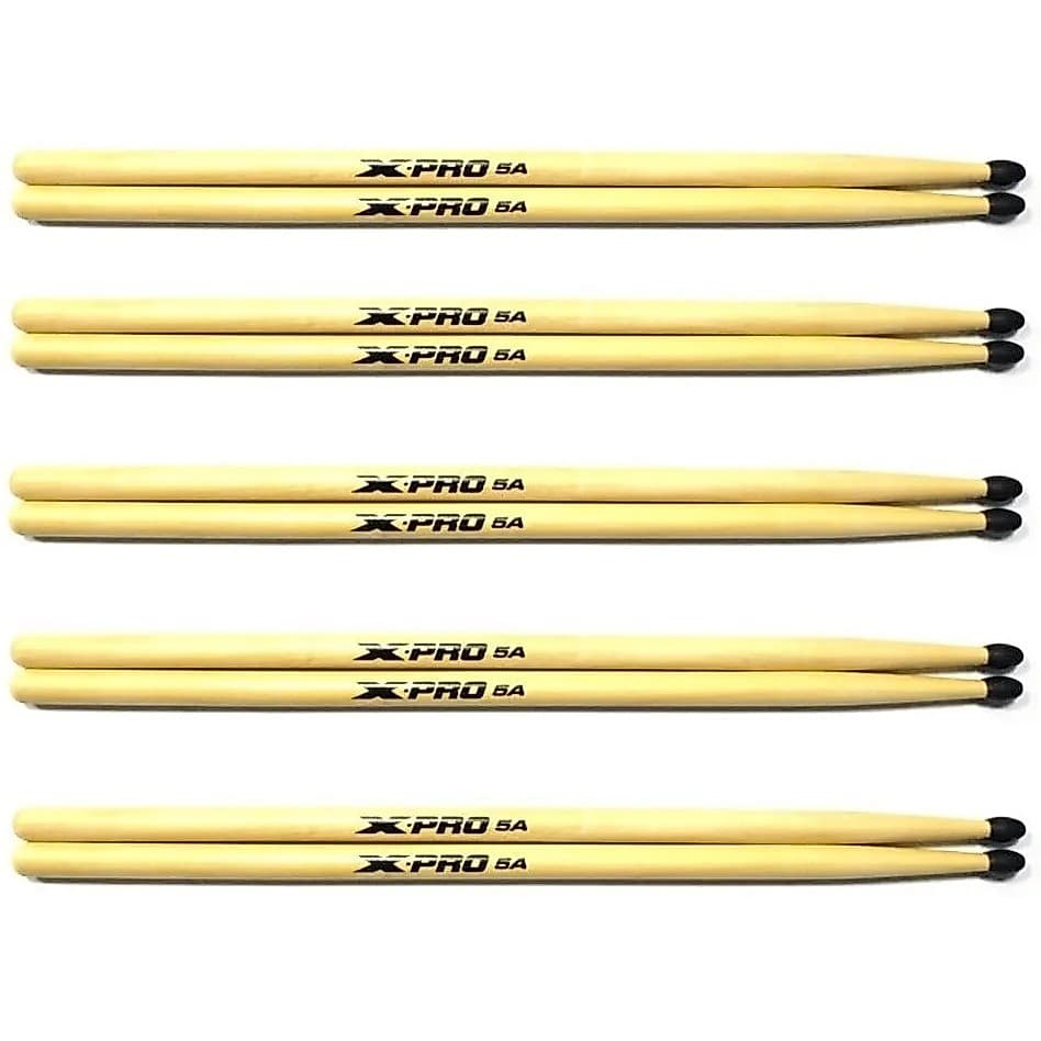Kit 5 Par Baqueta X Pro 5a, 5b OU 7a Ponta Nylon C Ibanez Loja