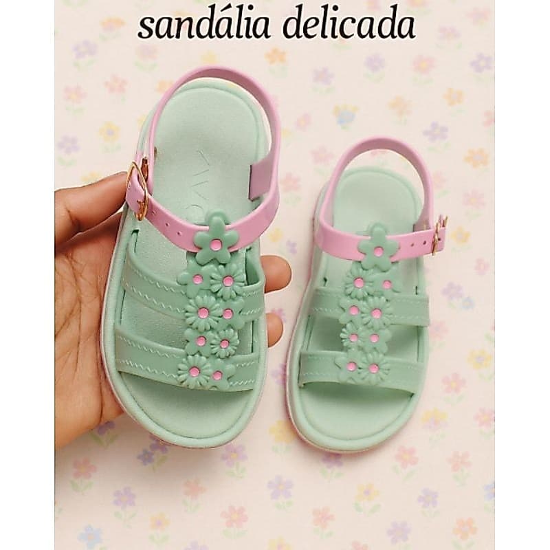 Sandália infantil baby menina florzinha confortável solado antiderrapante volta as aulas 19 ao 25