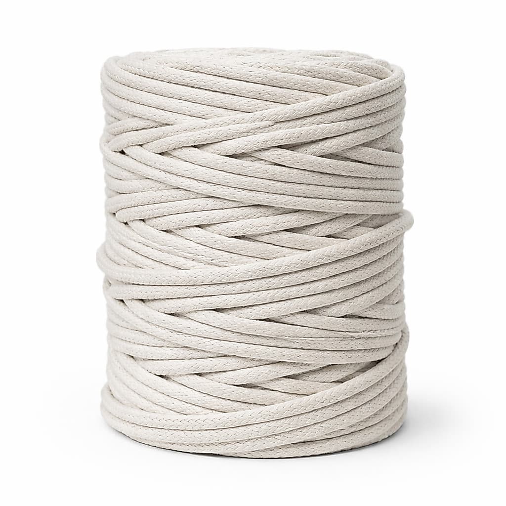 Cordão Trançado 6mm Algodão com 100 Metros para Macramê e Artesanato Resistente Versátil Macio