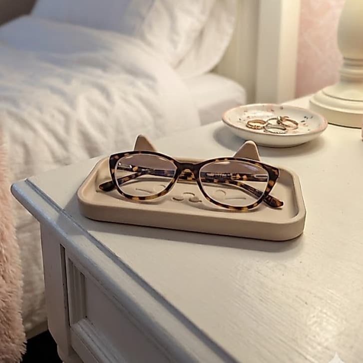 Suporte Para Óculos Bandeja Gatinho Gato Decorativa Organizador Mesa Cabeceira
