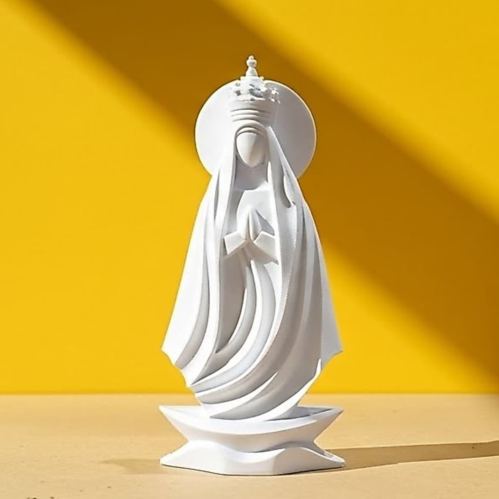 Nossa Senhora Aparecida Escultura Geométrica Moderna Imagem Decorativa Sacra Minimalista Padroeira do Brasil