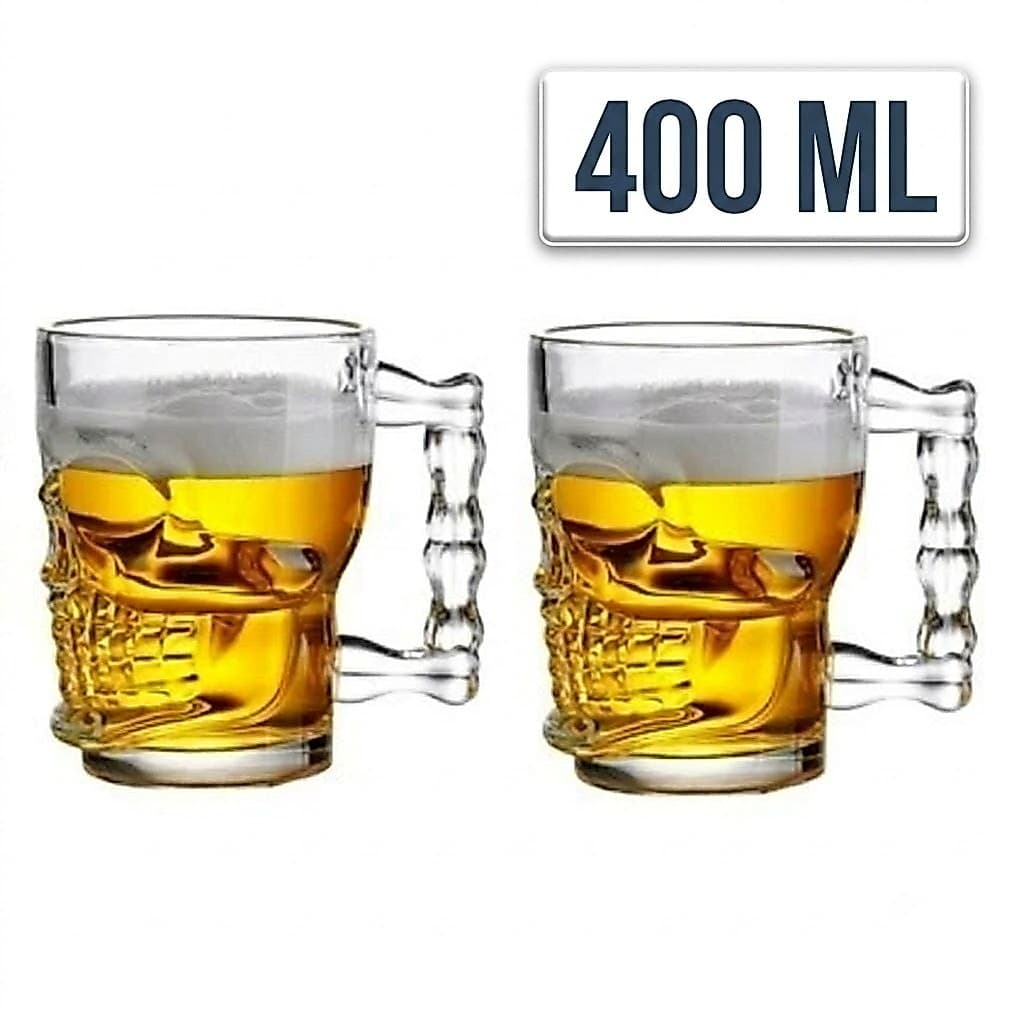 Kit 2 Taças 400ml Canecas De Vidro Design Sofisticado Caveira
