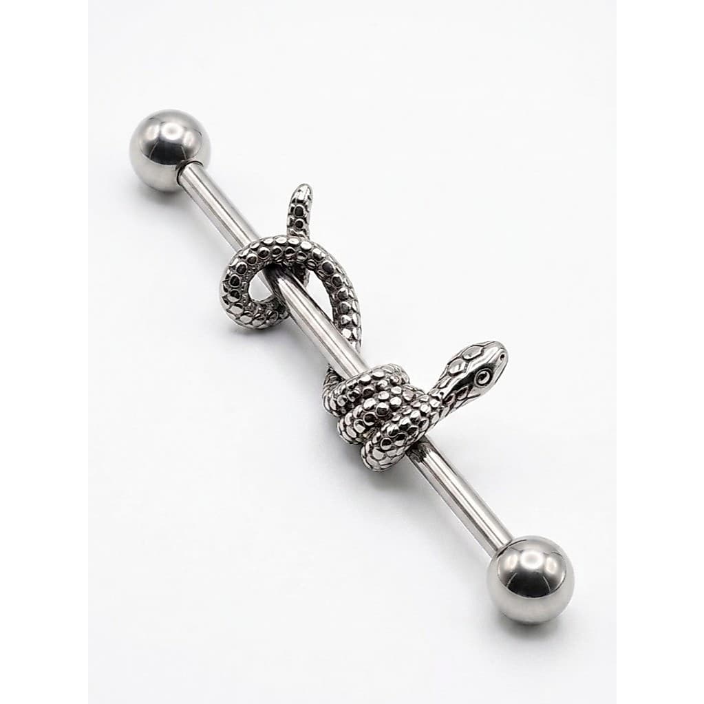 Piercing Transversal com Cobra 38mm Aço Prata Helix Barbell Estilo Oferta Promoção Envio Rápido