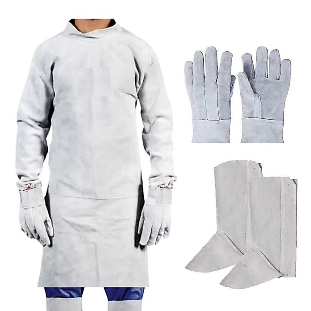 Avental tipo barbeiro + perneiras e luvas kit