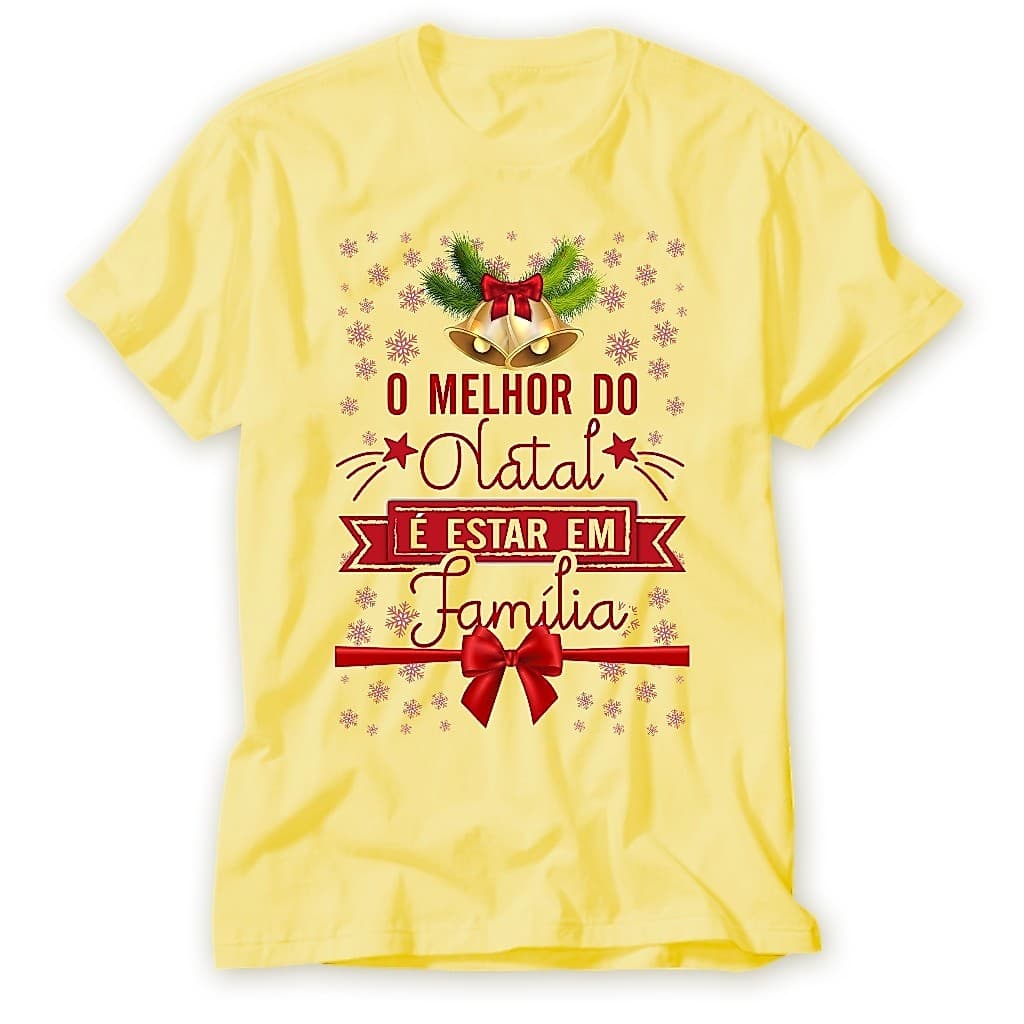 Camisa Camiseta Algodão amarela natal unissex estampas vibrantes Blusa Premium Postagem Imediata