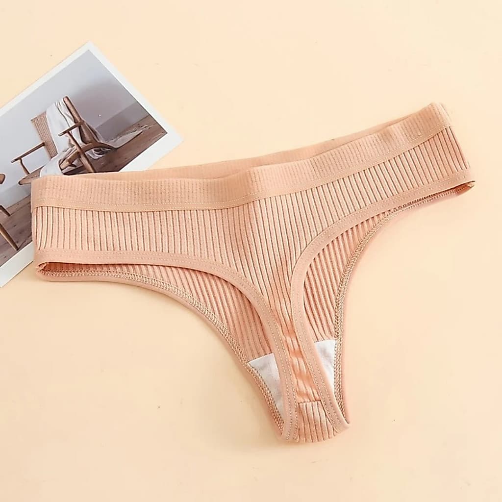 Kit 5 ou 10 Calcinhas Algodão Fio Dental Canelada Confortável Feminina Dia a Dia Sensual Escolha o Kit