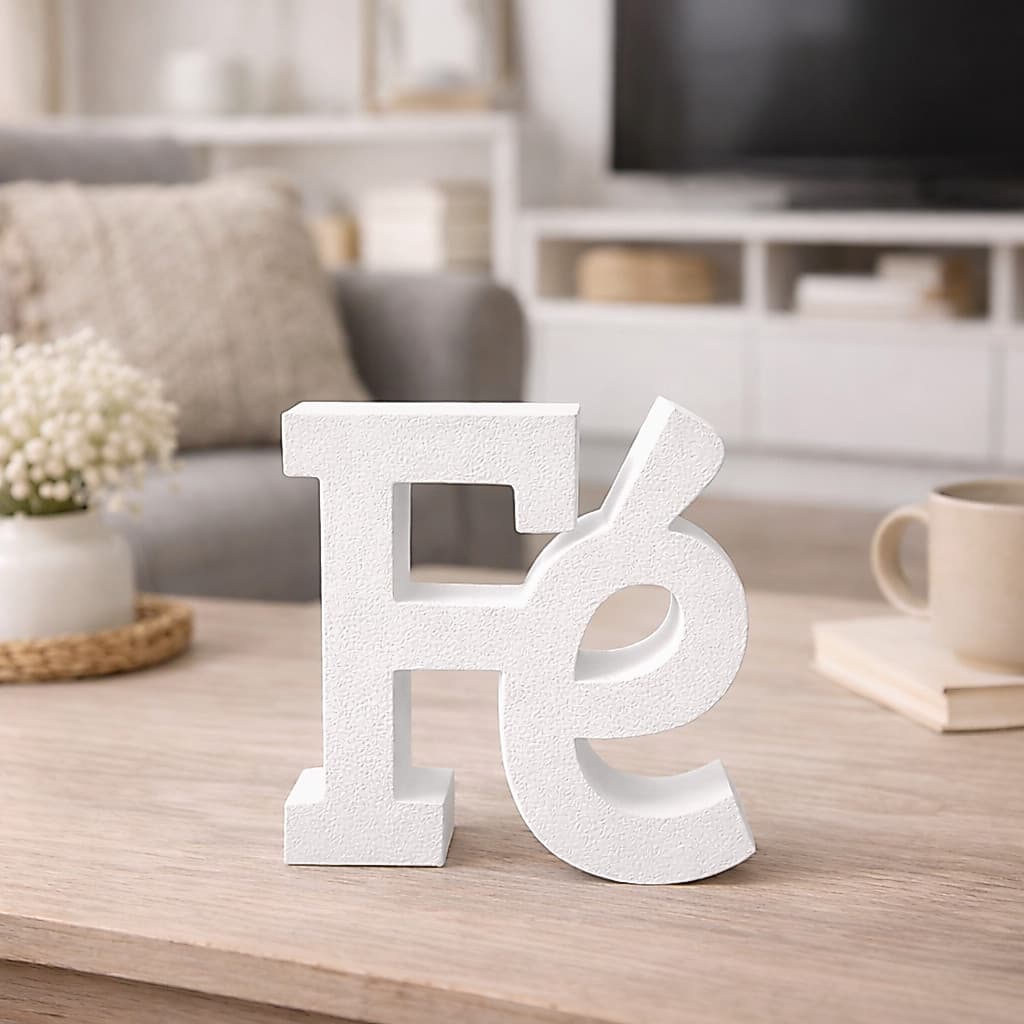 Letreiro Fé – Decoração Religiosa Minimalista para Casa ou Presente