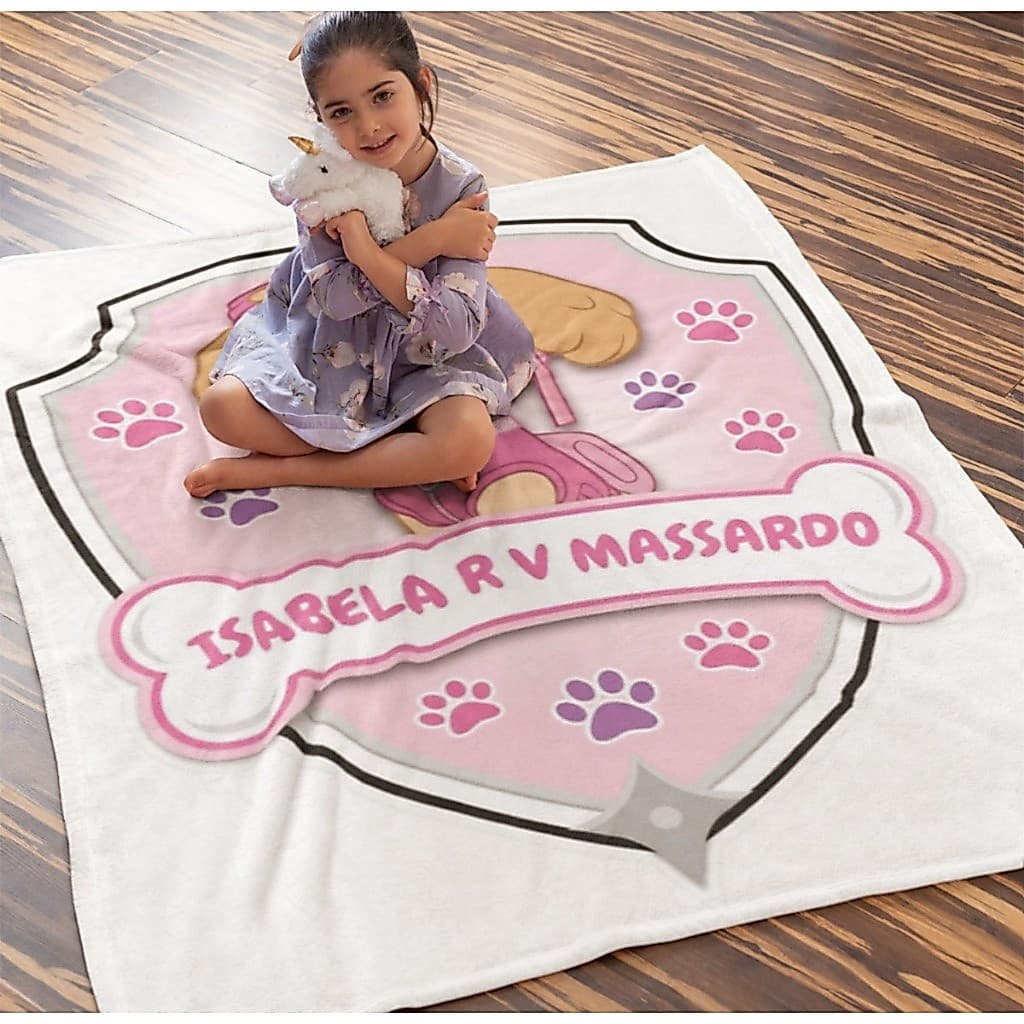 Manta Personalizada Patrulha Canina Personalizada com Nome Identificação Creche Escolinha