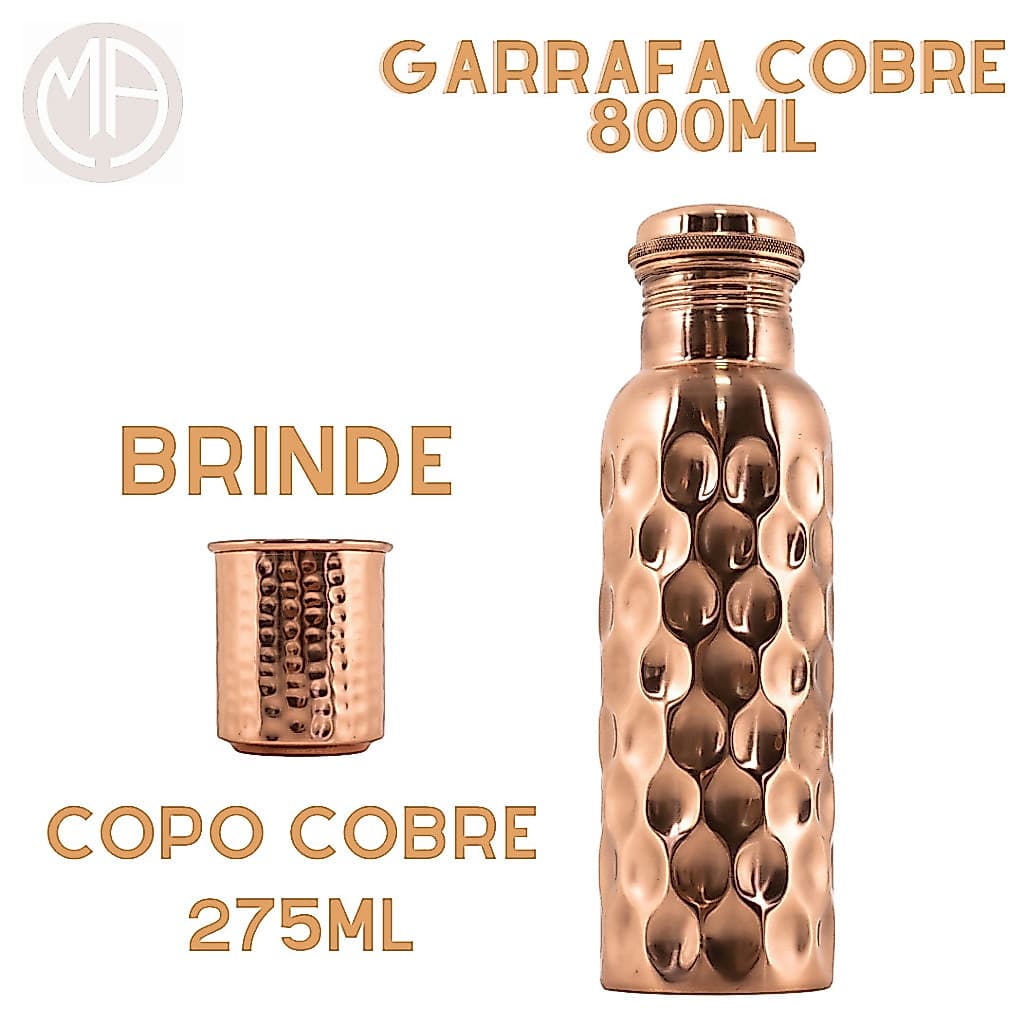 Garrafa De Cobre Puro 800ML - Yoga E Ayurveda - Promoção Lançamento