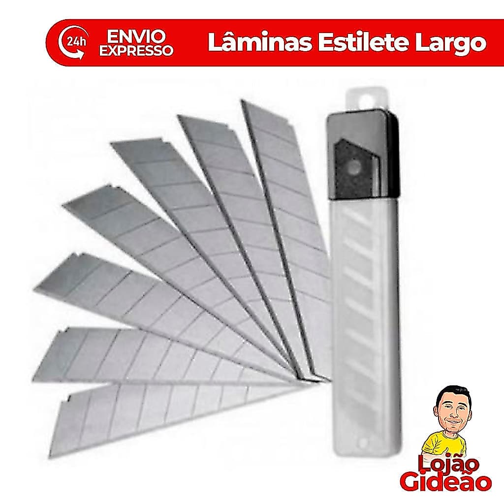 Kit 10 Lâminas para Estilete Largo 18mm Lâmina Grande Corte Preciso Para Artesanato Profissional