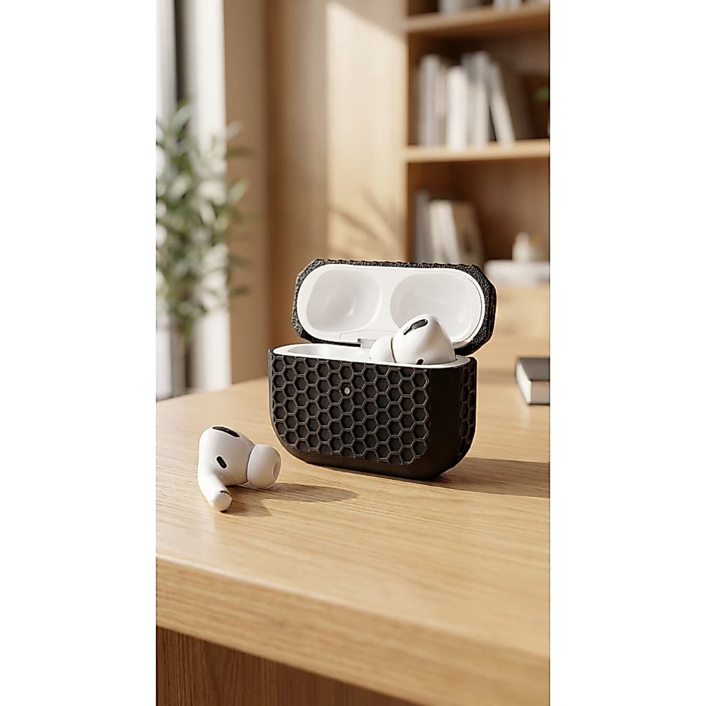 Capa Protetora para AirPods Pro 2 e Pro 3 | Case Antichoque Texturizada | Preto Branco Cappuccino