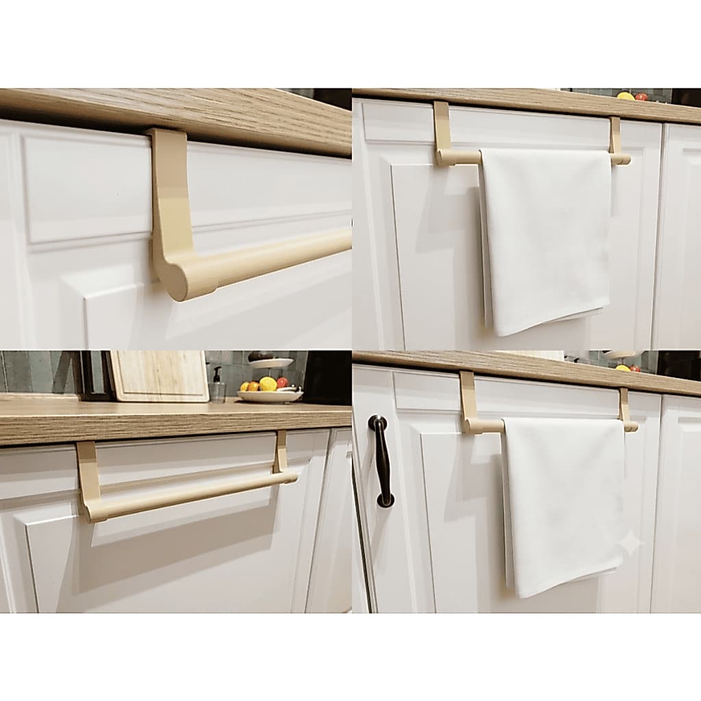 Suporte para Toalhas para Armário 2 Unidades, Preto em Aço Inoxidável Sem Furos para Cozinha, Suporte para Toalhas na Po