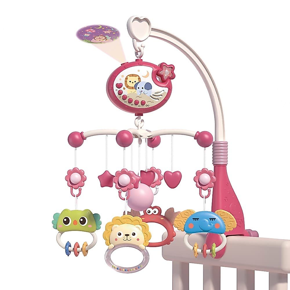 Baby Móbile Rosa Pimpi para Berço com Músicas e Projetor Luz Teto e Controle Remoto