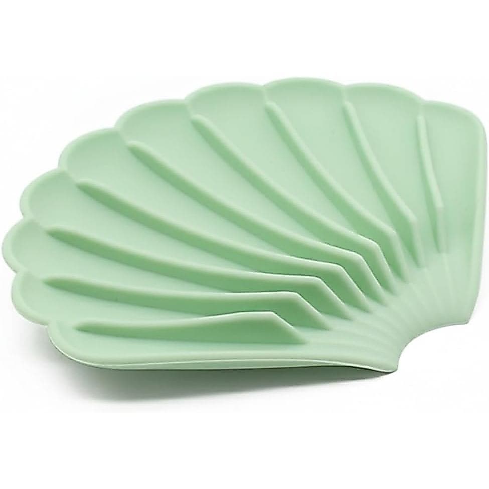 Saboneteira De Silicone , Formato De Concha | Bandeja De Drenagem Para Sabonete Em Barra E Esponjas , Antiderrapante , A