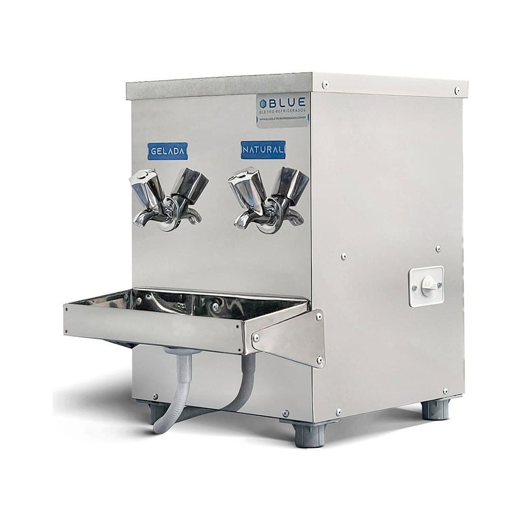 Bebedouro Industrial 10L Bancada Inox Blue 2 Torneiras Água Gelada Com Compressor