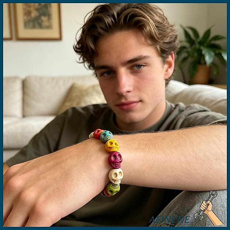 AEIN Elegante Pedra Crânio Pulseira Design Chique Acessório Pulso Adequado Para Presentes E