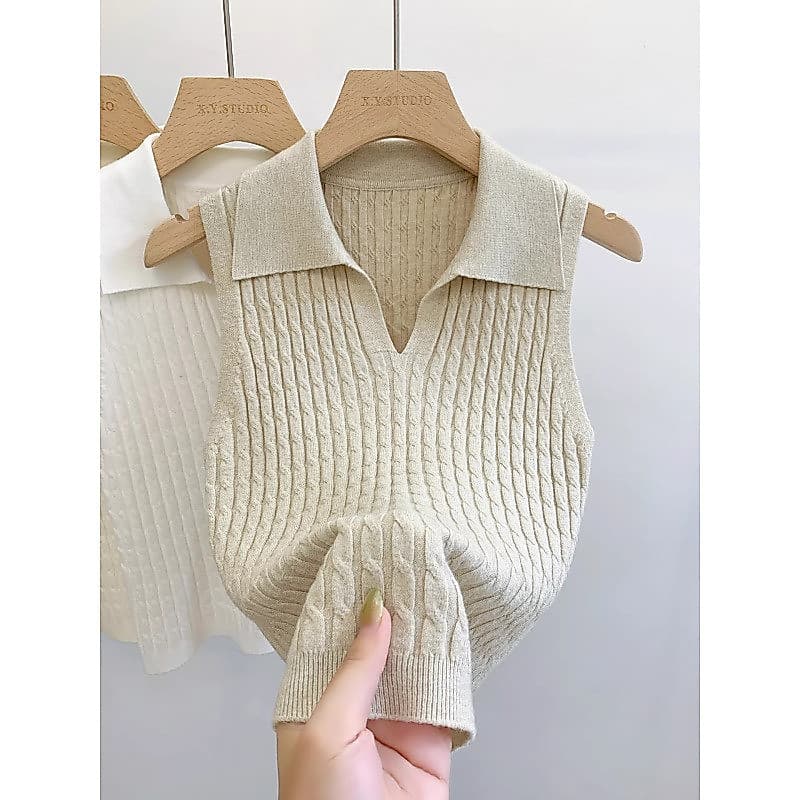 Camisola Retro torção de malha camisola feminina exterior Wear outono inverno camisa de fundo interno elegante lapela se