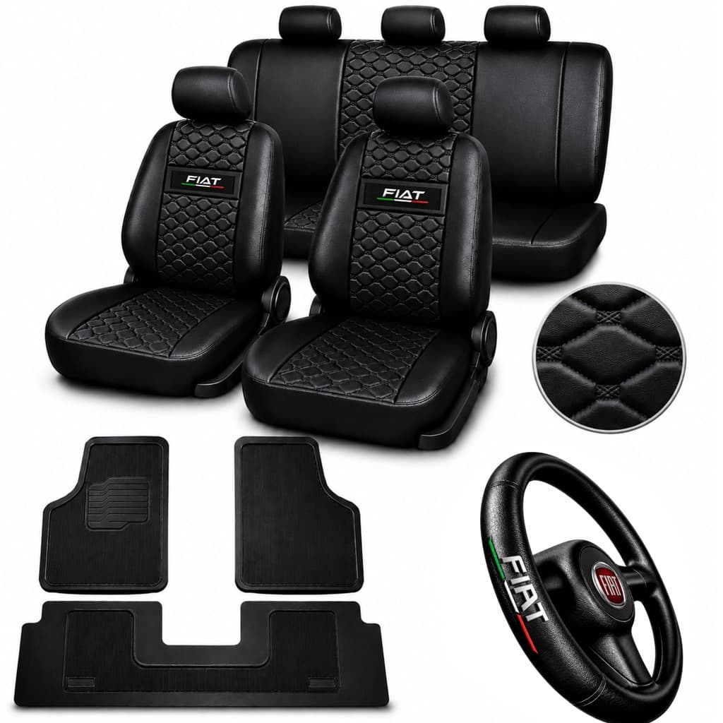 Kit Capa Banco Carro Couro Fiat Palio Siena 2004 2005 2006 2007 2008 2009 2010 2011tapete de carro
