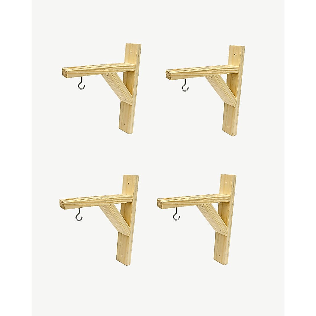 Kit 4 Mãos Francesas Madeira Pinus Reforçada 30x25cm para Prateleira