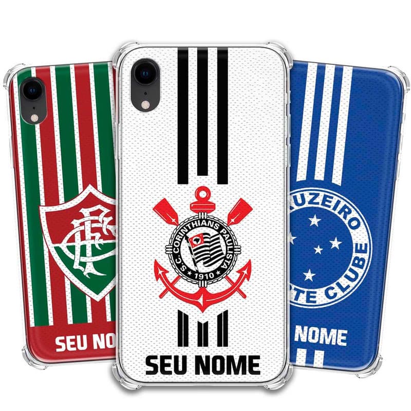 Capa Capinha - iPhone XR - Futebol Times do Brasil Personalizada com nome