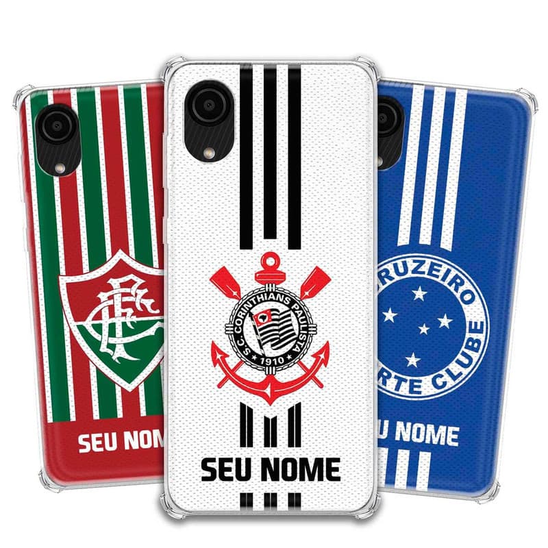 Capa Capinha - Samsung Galaxy A03 Core - Futebol Times do Brasil Personalizada com nome