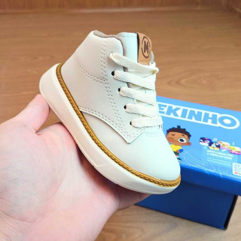 MOLEKINHO TENIS CANO ALTO DE AMARRAR ESTILOSO MODERNO MACIO REF 2631.219 BRANCO