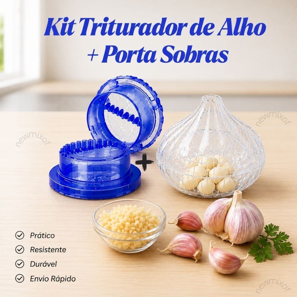 Kit Triturador de Alho Keita + Porta Sobras Alho Cebola Injetemp Multiuso- New