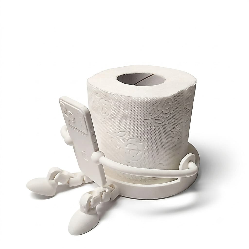 Porta Papel Higienico Boneco Sentado Celular Divertido