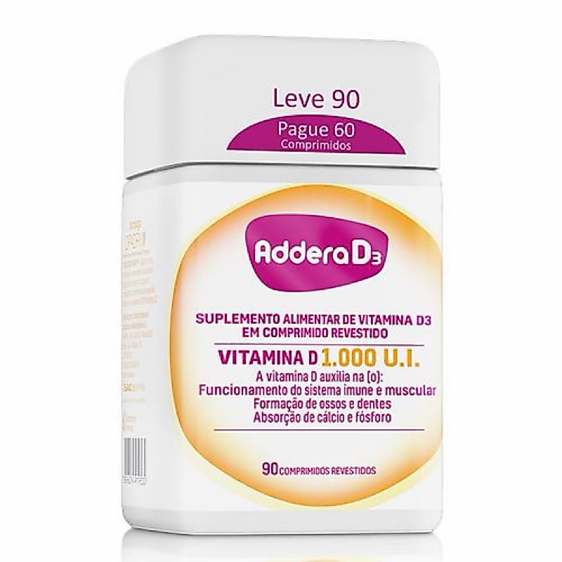 Suplemento Alimentas Addera D3 1.000UI com 90 Comprimidos