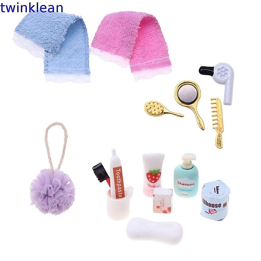 Pente De Secador De Cabelo Em Miniatura TWINKLEAN , Acessórios De Banheiro Para Casa De Bonecas De Simulação De Bola De